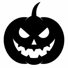 Single Halloween pumpkin carved faces black vector on white background.