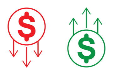 Cost reduction icon Thin line art isolated . 