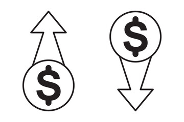 Cost reduction icon Thin line art isolated . 