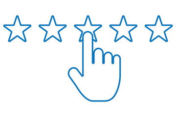 Best Feedback Concept. Positive Review, Good Quality Service Symbol. Hand Holds Stars Line and  Icon   .  