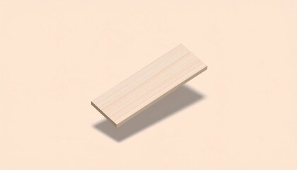 Floating wooden plank minimalist studio 3d render light background dynamic perspective modern design concept