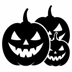 Halloween pumpkin carved faces icon set vector on white background.
