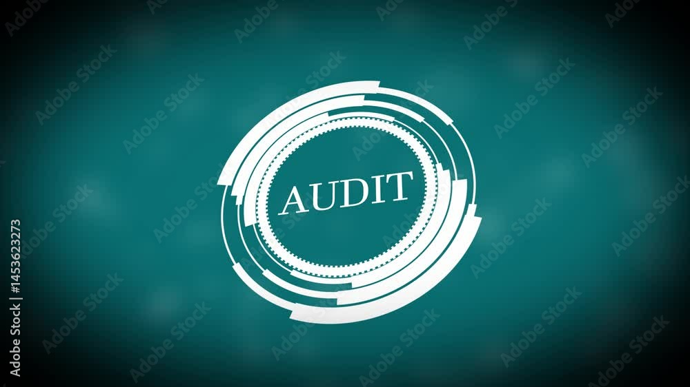 Poster audit concept on abstract futuristic background animation for finance compliance and business verifi