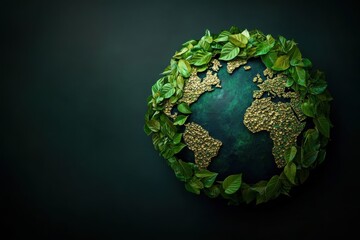 Fototapeta premium a globe made entirely of green leaves, symbolizing the Earth.