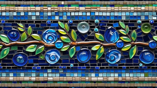Roman laurel border glass mosaic abstract design pattern artwork