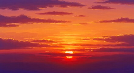 Obraz premium Vibrant Sunset Sky Fiery Hues and Dramatic Cloudscape