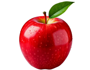  Red Apple with Leaf- Fresh Fruit png generated ai 