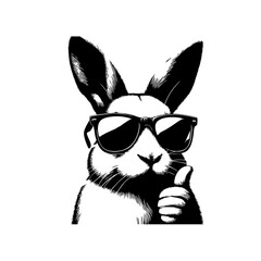 Happy feature vector silhouette rabbit