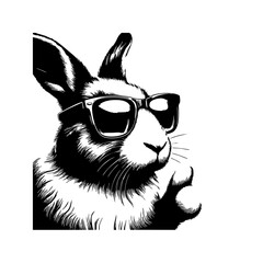 Happy feature vector silhouette rabbit