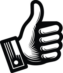 Black and White Thumbs Up Vector Illustration