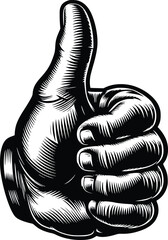 Black and White Thumbs Up Vector Illustration
