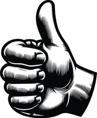 Black and White Thumbs Up Vector Illustration