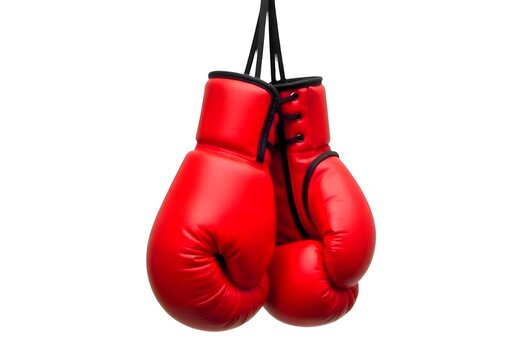 Bright red boxing gloves isolated on a white background