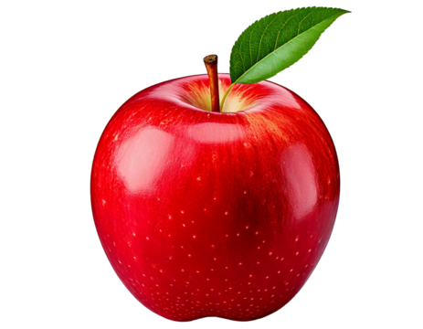  Red Apple with Leaf- Fresh Fruit png generated ai 