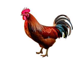 Fototapeta premium rooster farm animal portrait on transparent background, generative ai