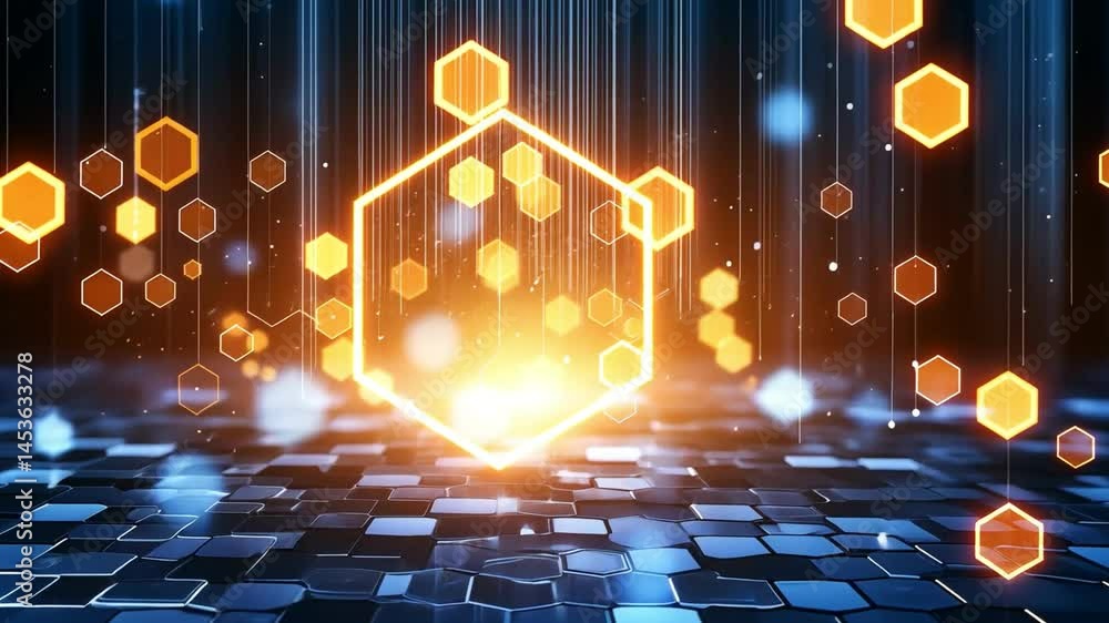 Aufkleber dynamic abstract background glowing hexagons and vibrant light effects create futuristic atmosphere