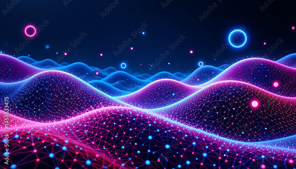 Poster technology background with abstract blue space and shining stars creative digital design futuristic 