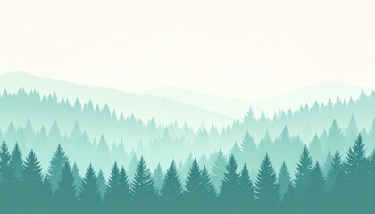 Fototapeta premium Misty forest landscape exploration remote wilderness digital art serene environment panoramic view tranquility concept