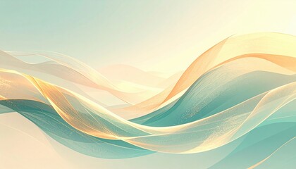 Fototapeta premium Flowing abstract waves digital art serene environment soft pastel colors artistic viewpoint calm concept