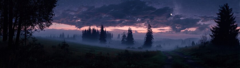 Obraz premium The mysterious beauty of twilight magic fills the evening air