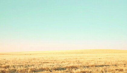 Obraz premium Golden wheat fields stretching across the horizon rural setting landscape photography calm atmosphere wide-angle view nature's beauty
