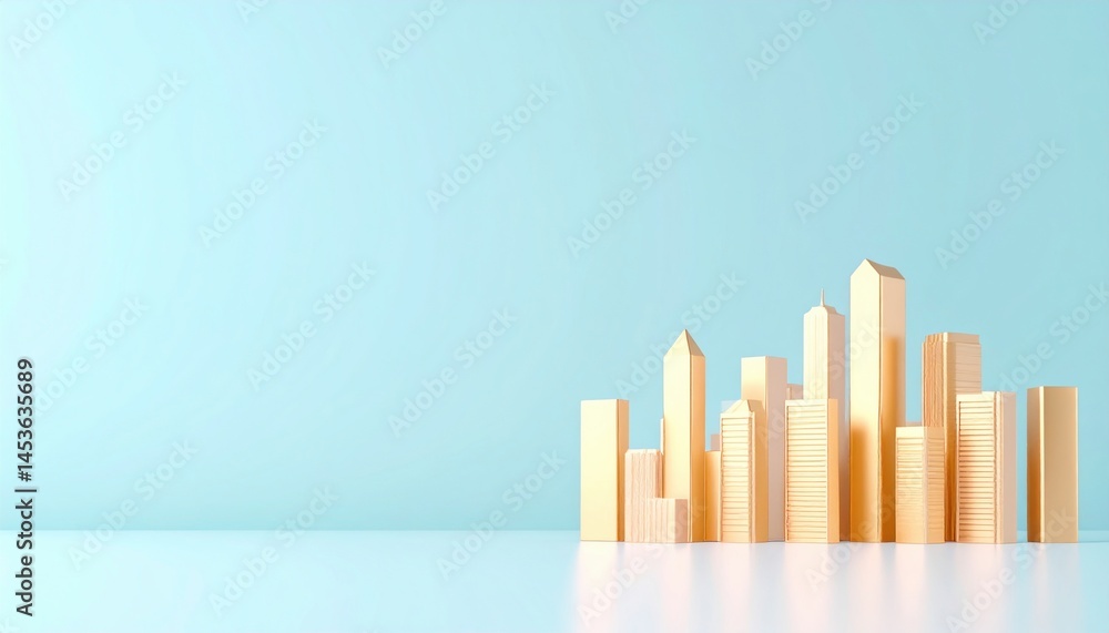 Poster urban development models displayed on a minimalist surface contemporary architecture theme light blu