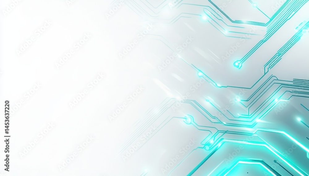 Poster abstract circuit board with glowing blue lines detailed technology background electronic design and 