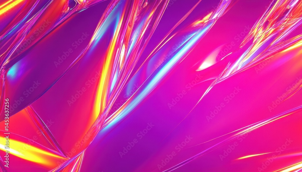 Fototapete abstract crystal texture background in vivid neon colors featuring modern design elements and irides