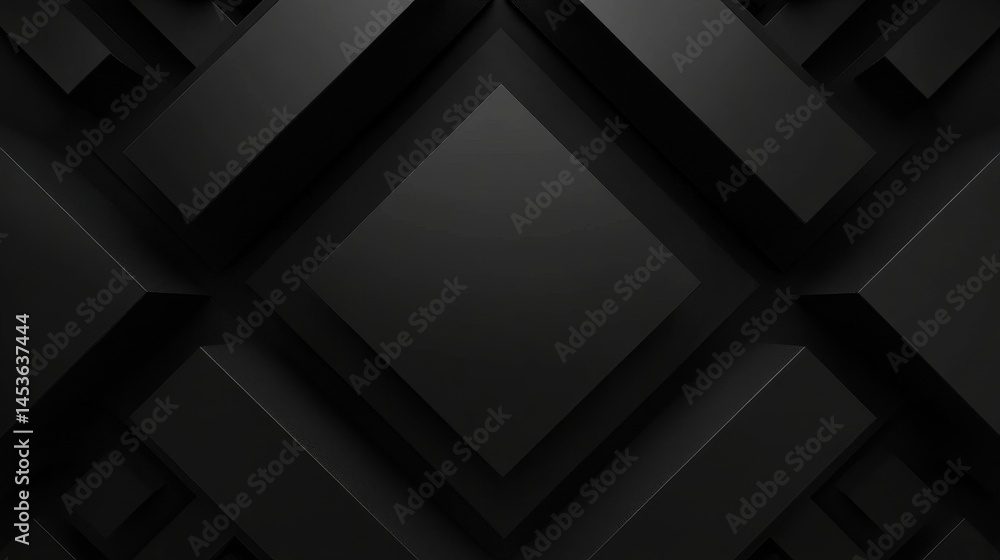 Aufkleber Abstract Dark Geometric Pattern with Squares and Cubes for Modern Art Design in Monochrome Theme with Three Dimensional Background
