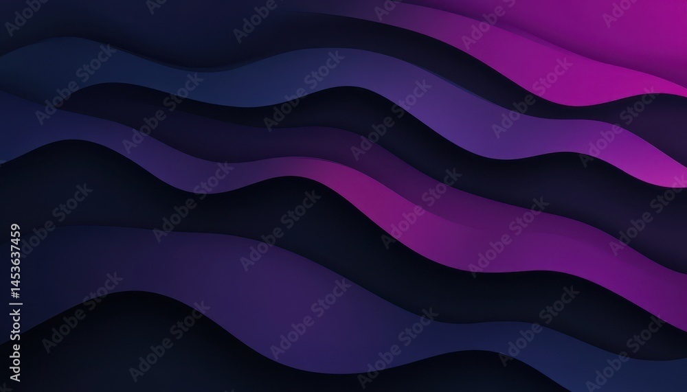Poster abstract dark wave background with blue and purple gradient texture design and modern geometric elem
