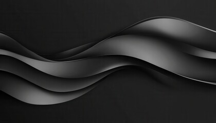 Fototapeta premium Abstract Dark Gray Wavy Lines on Black Background for Modern Art and Design