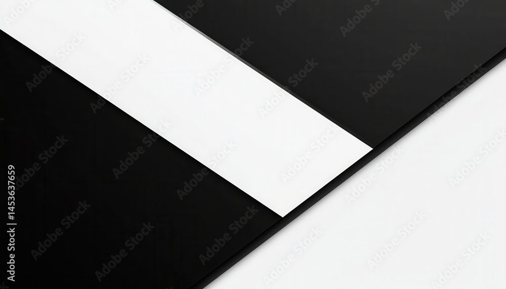 Aufkleber Abstract Geometric Design with Intersecting White and Black Rectangles Minimalist Composition with Sharp Lines and Contrasting Tones Simple Modern Art Style