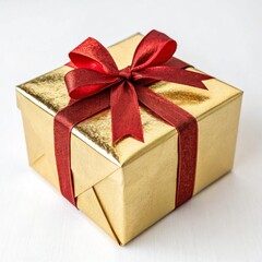 Obraz premium red gift box with ribbon