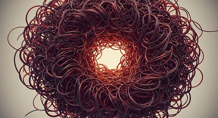 Abstract Red Tangled Wires: A Vortex of Intricate Forms