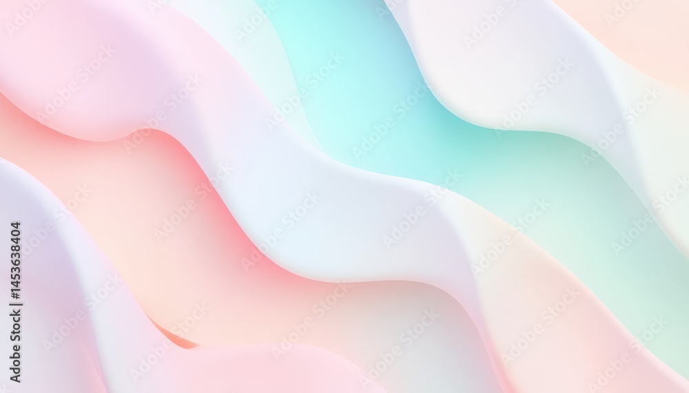Fototapete Abstract Pastel Gradient Waves with Soft Light and Shadows Creating a Serene and Modern Background with Blurry Smooth Texture for Graphic Design and Decoration