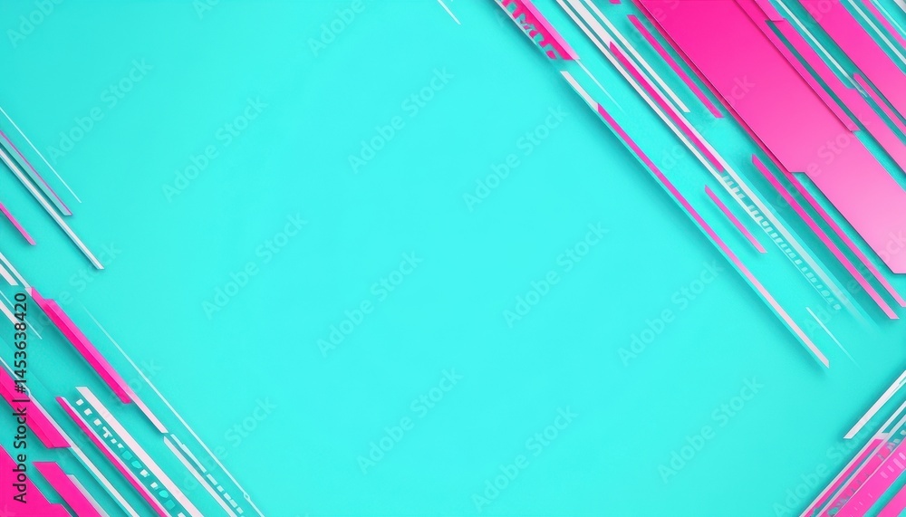 Poster Abstract Pink and Turquoise Geometric Pattern with Diagonal Lines and Textured Background