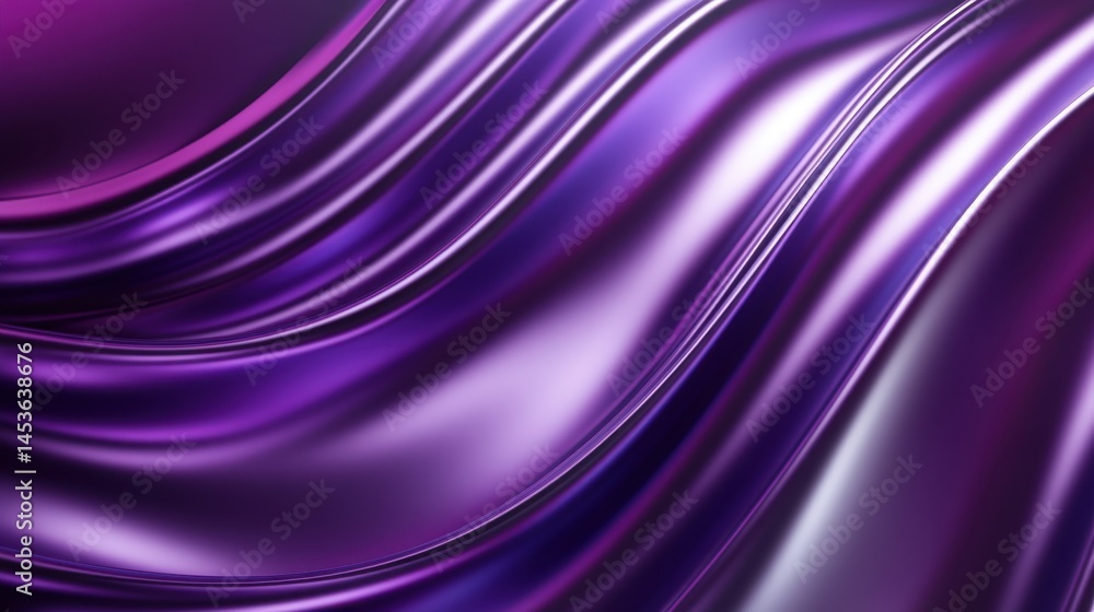 Aufkleber abstract purple satin fabric with smooth wavy texture and elegant flowing curves in a shiny metallic