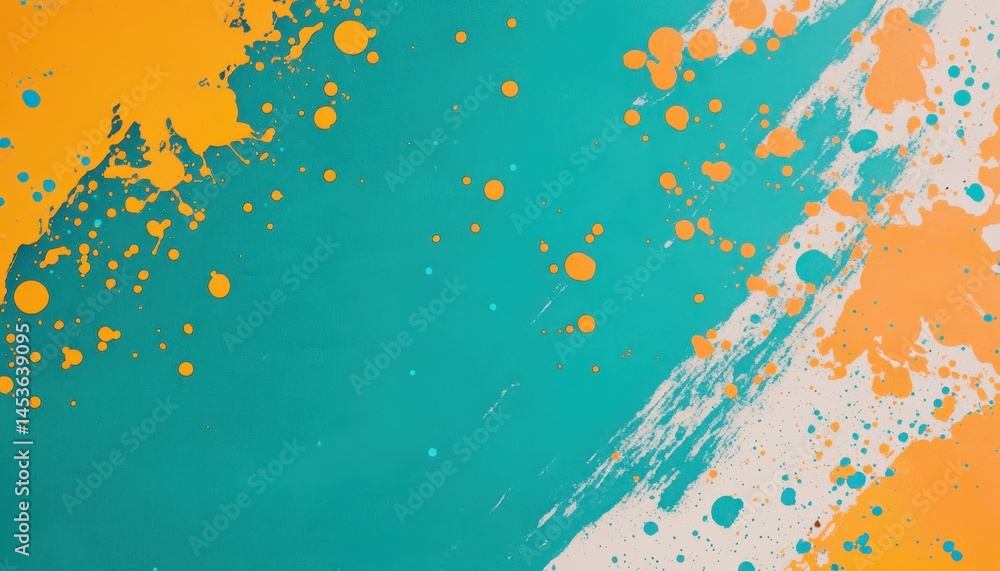 Poster abstract turquoise and yellow splash paint background with artistic texture for creative design proj
