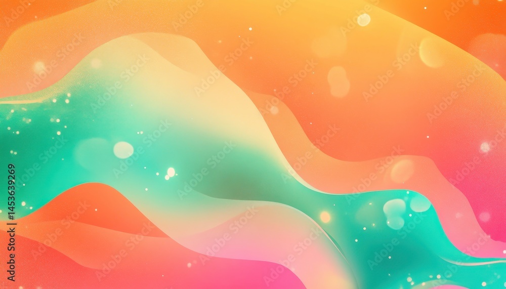 Aufkleber abstract wavy gradient background in shades of orange pink and turquoise with blurred light effects 