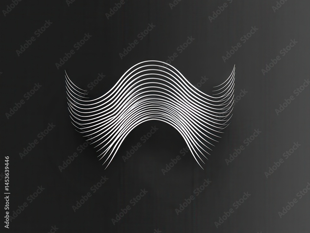 Poster Abstract Wavy Lines Pattern on Dark Background Minimalist Curved Design with Geometric Shapes