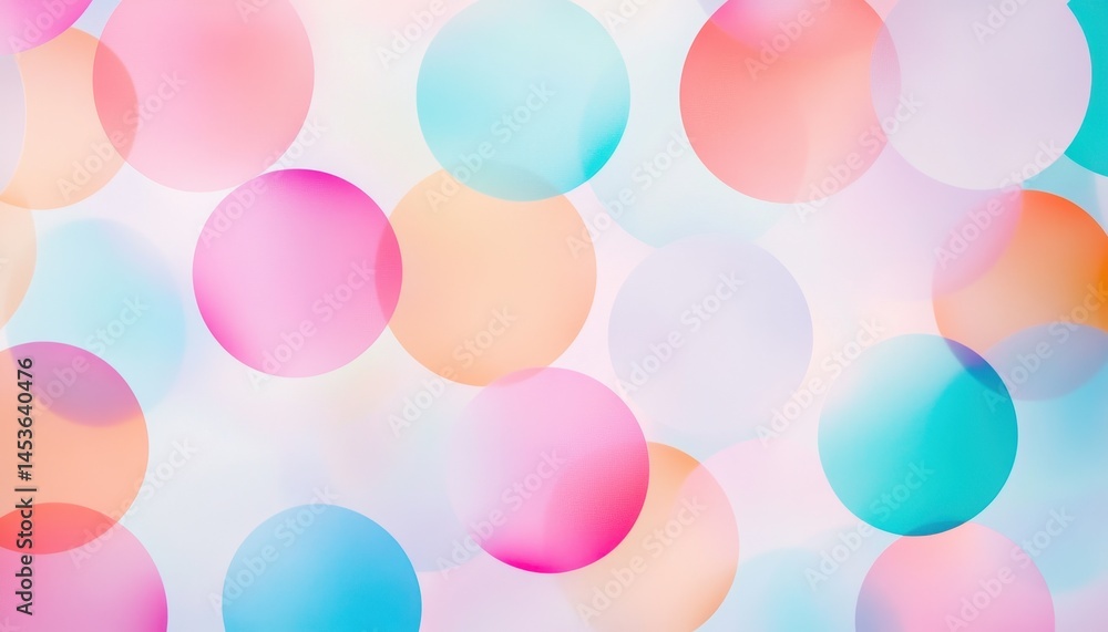 Aufkleber colorful bokeh lights overlay on white background with circular blurred shapes in pink orange and bl