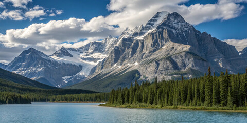 Peaks Mirrored in Alpine Lake: Serene Wilderness