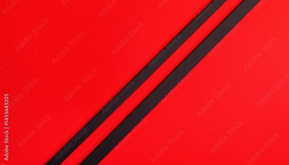 Poster Vivid Red Backdrop with Diagonal Black Stripes in a Modern Geometric Pattern with High Contrast and Clean Lines for Creative Design