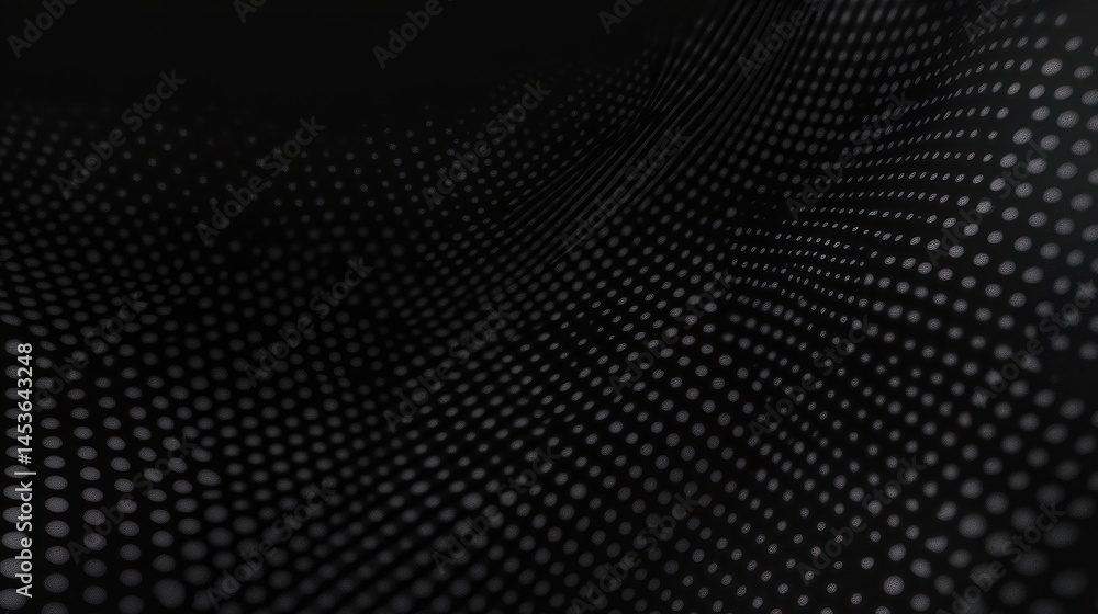 Fototapete Wavy Dark Black Dotted Grid Pattern Abstract Background with Texture Design and Modern Style Ideal for Creative Graphic Projects and Digital Wallpaper