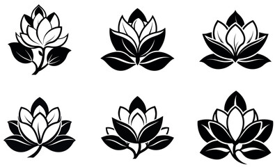 Black and White Lotus Flower Logo Designs – Elegant Floral Emblems