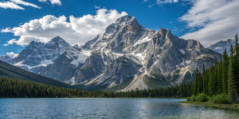 Peaks Mirrored in Alpine Lake: Serene Wilderness