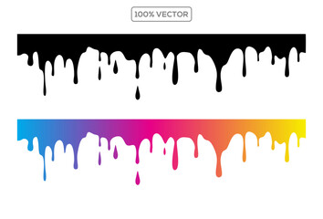 colorful Black melt drips or liquid vector paint drops illustration