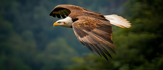 Majestic Eagle Soaring Above Forest Canopy