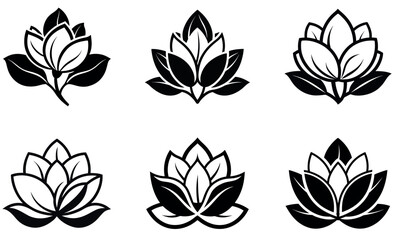 Black and White Lotus Flower Logo Designs – Elegant Floral Emblems