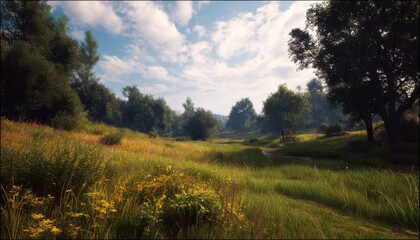 A peaceful dreamy meadow invites you to relax